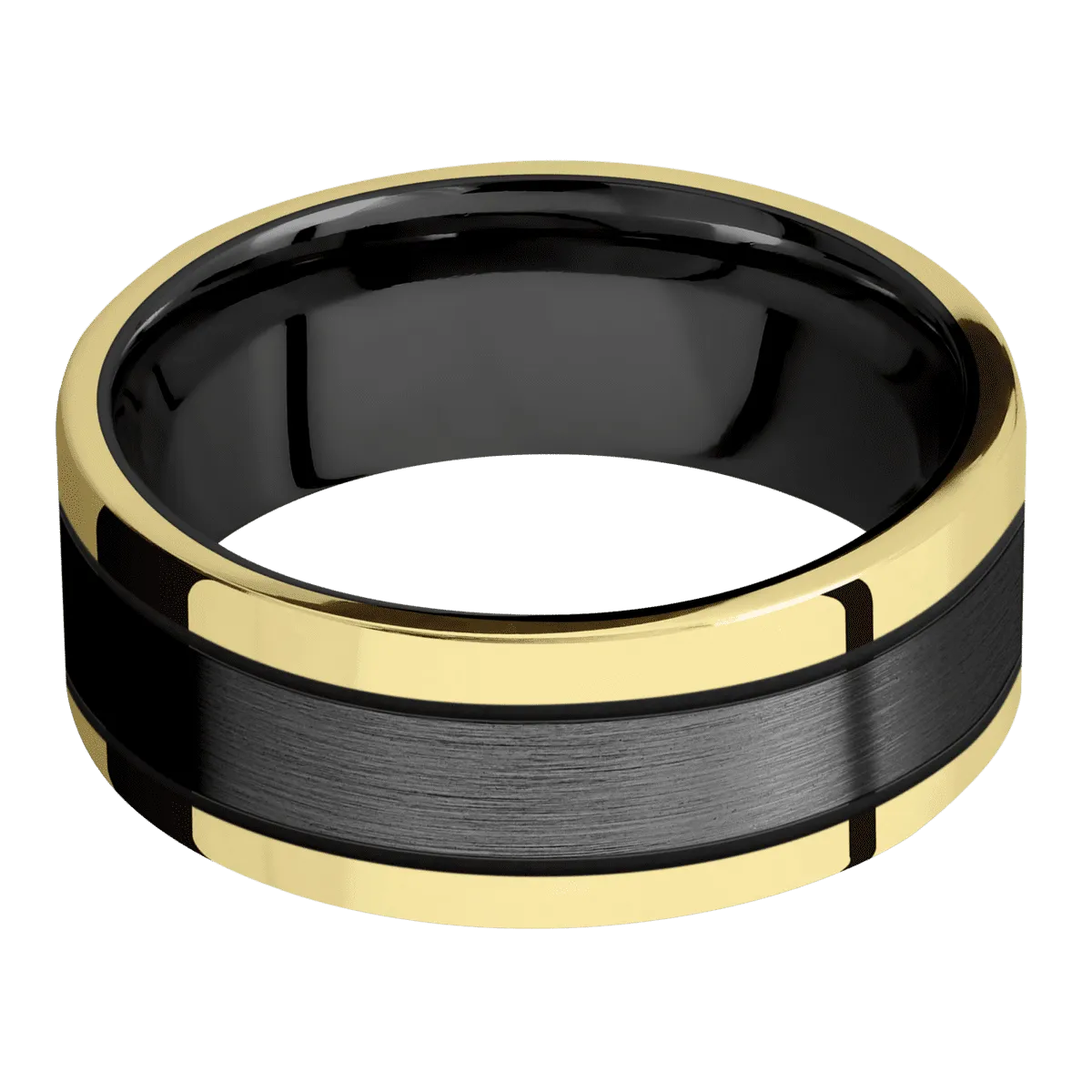 Zirconium with Satin Finish and 14K Yellow Gold Inlay